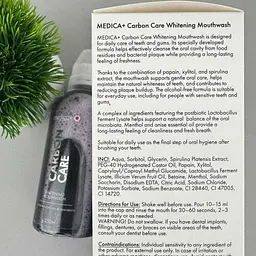 Ополіскувач для ротової порожнини Medica+ Carbon Care відбілювальний без спирту 250 мл - мініатюра 2