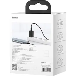 Зарядний пристрій Baseus 1xUSB 25W (USB-C) + Cable Type-C black (TZCCSUP-L01) - мініатюра 9