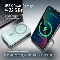 Повербанк Powerbank ColorWay PB-100LPA2MT-WPDD 10000mAh 15W MagSafe Watch (USB-C PD 22.5W) Aquamarine - мініатюра 9