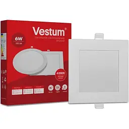 Квадратний світлодіодний врізний світильник Vestum 6W 4000K 220V 1-VS-5202