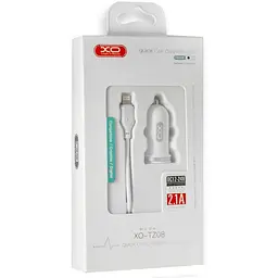 Автомобільний зарядний пристрій XO TZ08 2.1A/2 USB Lightning Cable White - мініатюра 2