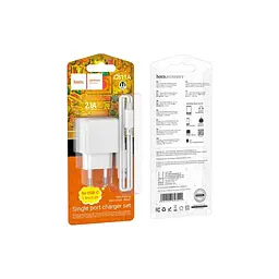 Зарядний пристрій HOCO CS11A USB + cable USB to USB-C white (6942007603614) - мініатюра 3