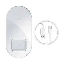 Бездротовий зарядний пристрій Baseus Simple 2in1Pro Edition White WXJK-C02