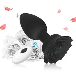 Силіконовий анальний корок із вібрацією Rose чорний