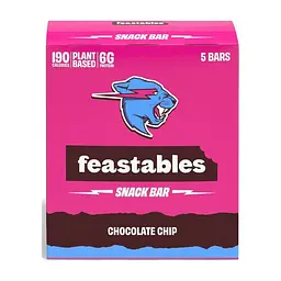 Шоколадні батончики Feastables MrBeast Chocolate Chip Snack Bar 5х40 г