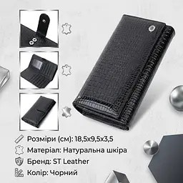 Лакований шкіряний гаманець з блоком для кредитних карток ST Leather 22683 чорний - мініатюра 3