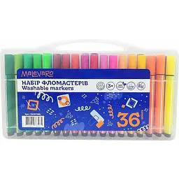 Фломастери Malevaro трикутні в пластиковому боксі 36 кольорів 36 шт. (763975ML)