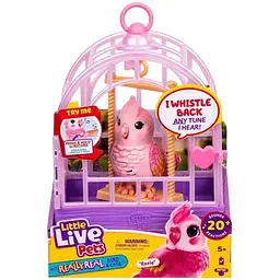 Інтерактивна іграшка Moose Little Live Pets My Really Real папужка какаду Розі в клітці (26692)