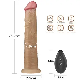 Вібратор - Dual-Layered Silicone Rotator 10" Flesh - мініатюра 3