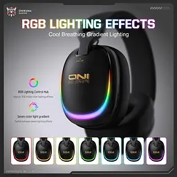 Навушники Onikuma ігрові блютуз GT-805 Max з мікрофоном RGB підсвітка Bluetooth 5.4 + 2.4GHz AUX до 60 годин роботи для ПК - мініатюра 4