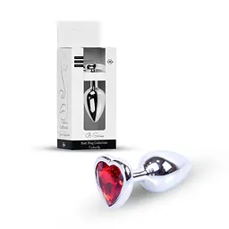 Анальна пробка Jewellery Silver Heart Plug Red сріблястого кольору