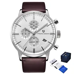 Наручний годинник чоловічий PD-2720 Silver-White--Brown Pagani Design acs0031102