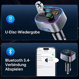 FM-трансмітер SYNCWIRE Bluetooth 5.3 з автозарядкою 48W та LED дисплеєм - мініатюра 6
