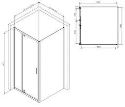 Душова кабіна Am.Pm Gem Square Pivot 90x90 см без піддону хром матовий W90UG-404-090MT, Хром матовий, прозрачний - мініатюра 8