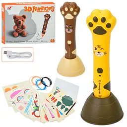 3D ручка, 15 см, підставка, картки, тип філоменту PCL, USB-зарядне, акумулятор, XJ01-4 (В асортименті) - мініатюра 2