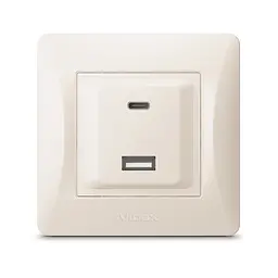 Розетка USB-A + USB-C PD20W кремова VIDEX BINERA VIDEX (28201-000) - мініатюра 2