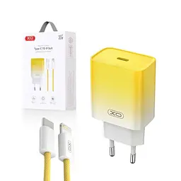Зарядний пристрій XO CE18 30W набір із кабелем Type-C Lightning жовтий