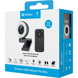 Веб-камера Sandberg Streamer USB Webcam Pro Elite Full HD, Remote control, USB-A/USB-C connection - мініатюра 9