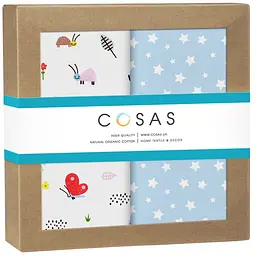 Пелюшки дитячі багаторазові Cosas Bees CS2 2 шт 80х100 см (Бязь_БджілкиЧервоні_ЗорепадБлакитний)