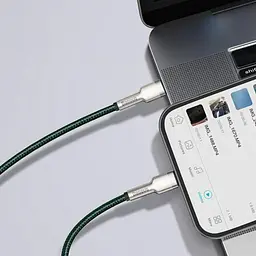 Кабель Baseus Cafule Metal USB-C to Lightning PD 20W 2m Green (CATLJK-B06) [169513] - мініатюра 8