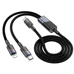 Дата кабель Hoco U139 Type-C to Lightning/Type-C 100W (1.2m) Black - мініатюра 2