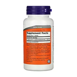 Амінокислота Now Foods L-Лізин, L-Lysin, 500 мг, 100 таблеток (NF0100) - мініатюра 2