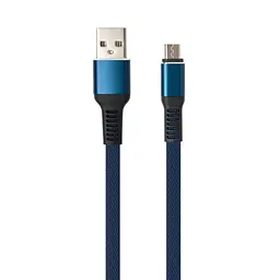 Дата кабель USB 2.0 AM to Micro 5P 1m flat nylon blue Vinga (VCPDCMFNB1B) - мініатюра 2