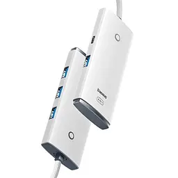 Хаб конвертер розгалужувач Baseus Lite Series 4-Port Adapter Usb-A to 4 Usb 3.0 білий WKQX030102 - мініатюра 3