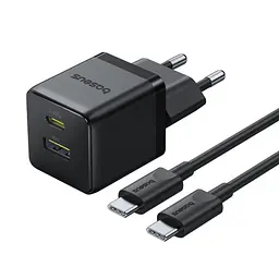 Швидкий зарядний комплект із кабелем Baseus Palm Fast Charger C+U 30 W EU Cluster Black
