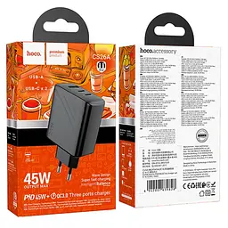 МЗП Hoco CS26A Article PD45W (1USB-A/2C) Black - мініатюра 6