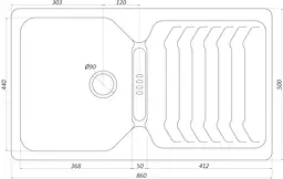 Гранітна мийка Globus Lux Boren коричневий 860x500мм-А0006 000010599, Коричневий - мініатюра 6