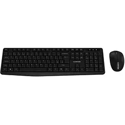 Комплект бездротовий Canyon SET-W01, чорний, USB 2.4GHz, клавіатура (105 кнопок, 1xAAA) + миша (оптична, 3 кнопки, 1200 dpi, 1xAA)