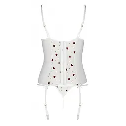 Корсет із підв'язками + стрінги Passion LOVELIA CORSet white L/XL - мініатюра 6