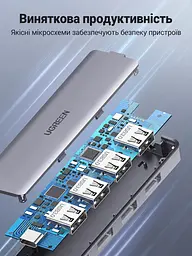 USB-хаб UGREEN CM219 концентратор з підключенням USB-C на 4 порти USB-A 3.0 передавання даних до 5 Гбіт/с з портом USB-C лише для додаткового живлення периферії для енергоємної периферії потрібен зарядний пристрій із підключенням до порту живлення USB-C Plug & Play для Windows macOS Linux для Android-пристроїв із USB-C та підтримкою OTG із захистом від перенапруги надструму та короткого замикання зі світлодіодним індикатором із вбудованим кабелем 0,15 м космічний сірий (70336) - мініатюра 6