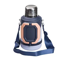 Термос для туризму Vacuum Cup 1,5 л з фліп кришкою та складаними ручками, темно-синій Yiwu HP-14-21BL - мініатюра 7