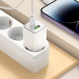 МЗП Hoco N41 Almighty PD20W+QC3.0 (1USB-A/1C) White - мініатюра 4