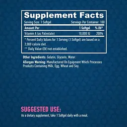 Вітамін А Haya Labs Vitamin A 10000 МО 100 гель капсул - мініатюра 3