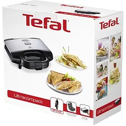 Сендвічмейкер Tefal Ultracompact 700 Вт 1 пластина-сендвіч корпус нержавіюча сталь/пластик чорний (SM155212) - мініатюра 9