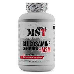 Хондропротектор MST Nutrition Glucosamine Chondroitin MSM Hyaluronic Acid L-Proline, 180 таблеток