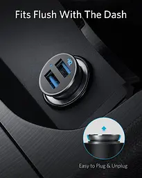 Зарядний пристрій для авто Anker 24 W PowerDrive 2 Alloy A2727 (А2727011) 4.8A 2 USB-A - мініатюра 2