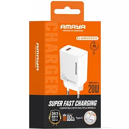 МЗП Amaya E57S QC3.0 20W (1USB-A) + кабель USB to Type-C White - мініатюра 2