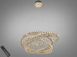 Люстра підвісна LED Diasha D8875/600G, золото, кришталеві кільця, Ø60 см, 92 W, пульт
