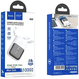 Павербанк Hoco Q20 Fountain 22.5W+PD22W 10000 mAh White - мініатюра 3