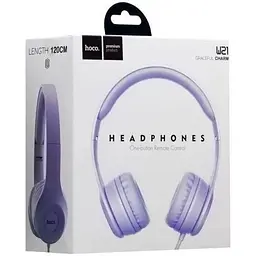 Навушники-гарнітура Hoco with mic Graceful Charm W21 бузкова - мініатюра 3