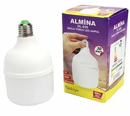 Світлодіодна LED-лампа акумуляторна автономна аварійна 30 W лампочка, цоколь E27, перезаряджувана ALMINA DL-030 комплект 3 шт - мініатюра 1