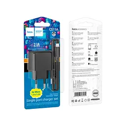 Зарядний пристрій HOCO CS11A Ocean USB + cable USB to Micro 5P 10.5W Black (6942007603584) - мініатюра 4