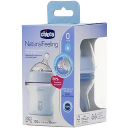 Пляшечка для годування Chicco Natural Feeling, Color, з силіконовою соскою, 150 мл, блакитний (81311.20) - мініатюра 9