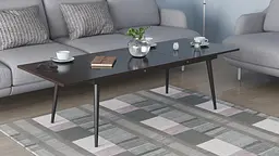Стіл журнальний трансформер Dandi Small Ferrum-decor 45x120(160)x60 Чорний метал ДСП Венге Магія 16 мм (FRD-106787)