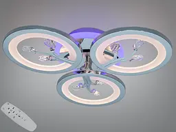 Стельова LED люстра 3 кільця хром 50 Вт пульт 9 м²