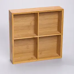 Менажниця бамбукова Yiwu HB-40-1 квадратна з кришкою 25x25x6.5см Бежевий - мініатюра 4